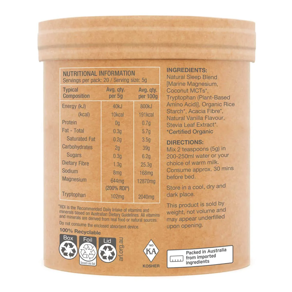 Raw Sleep Magnesium - Dreamy Vanilla - Image 3