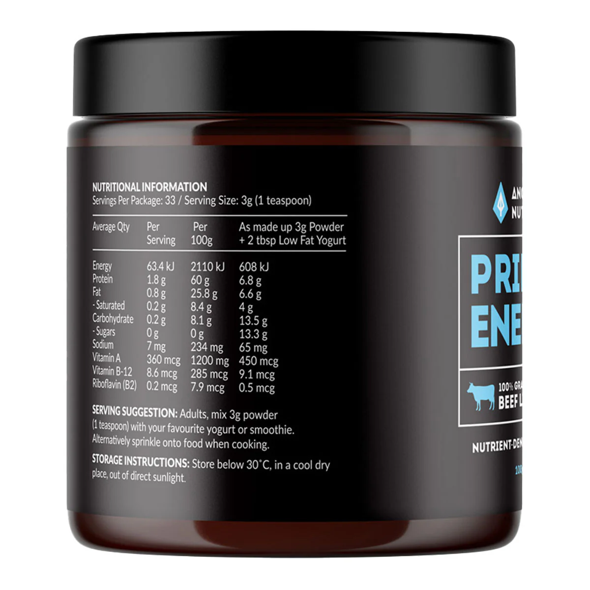 Primal Energy Powder 100% Grass Fed Beef Liver - Image 2