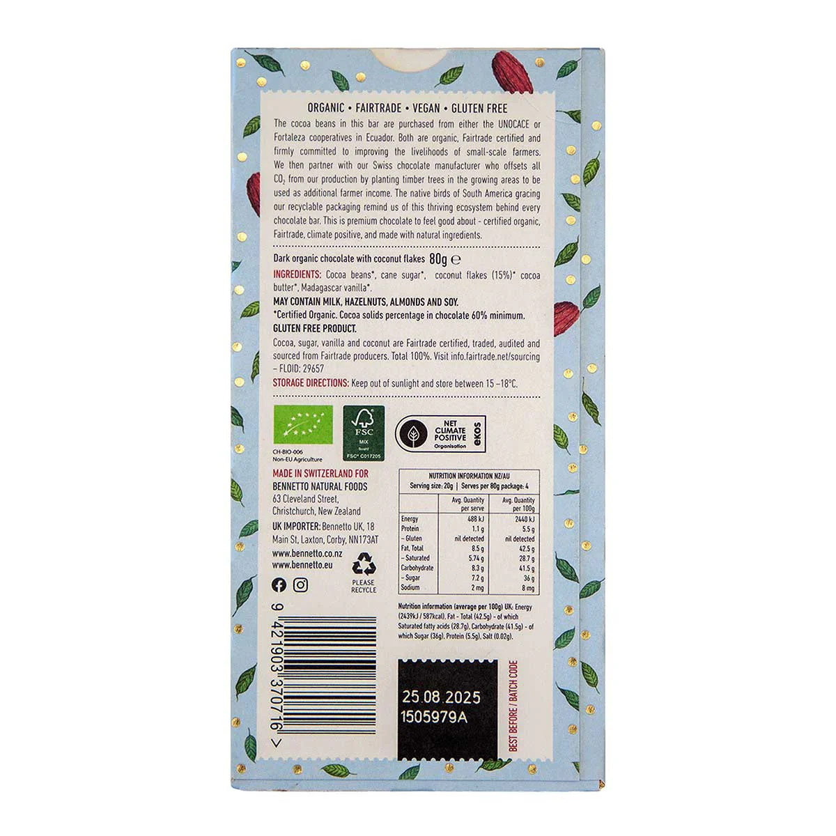 Coconut Flakes Dark Organic Chocolate - Image 2