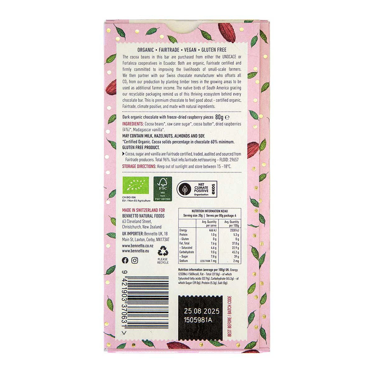 Raspberries in Dark Organic Chocolate - Image 2