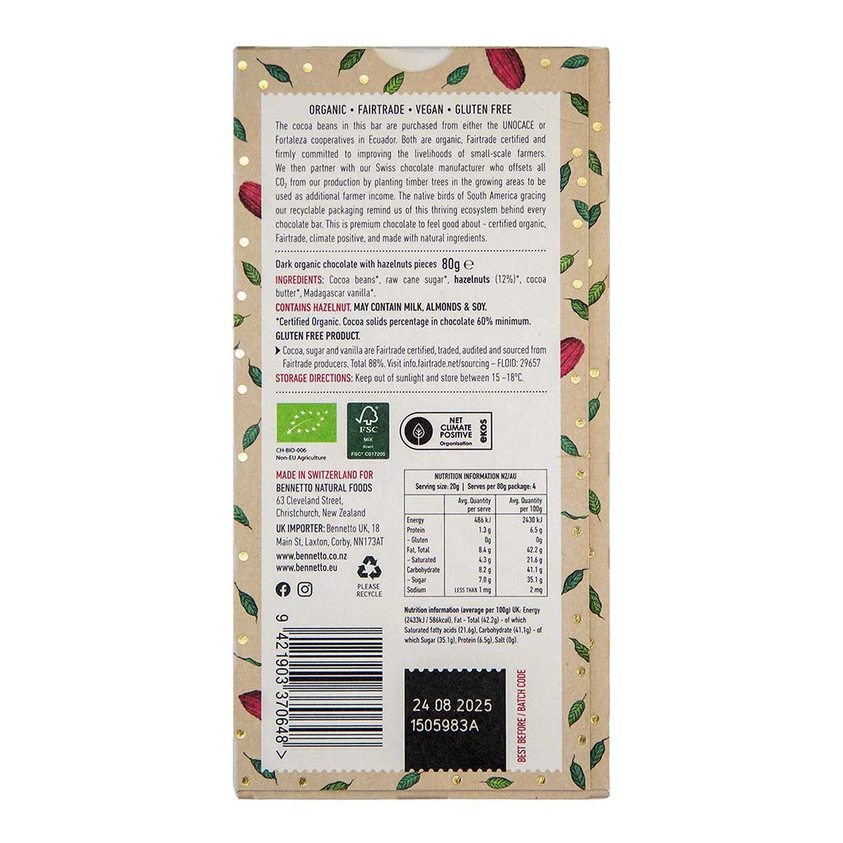 Toasted Hazelnut Organic Dark Chocolate - Image 2