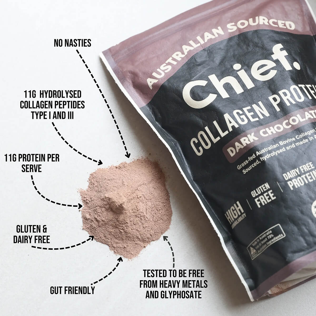 Grass-Fed Collagen Protein Powder - Dark Chocolate - Image 4