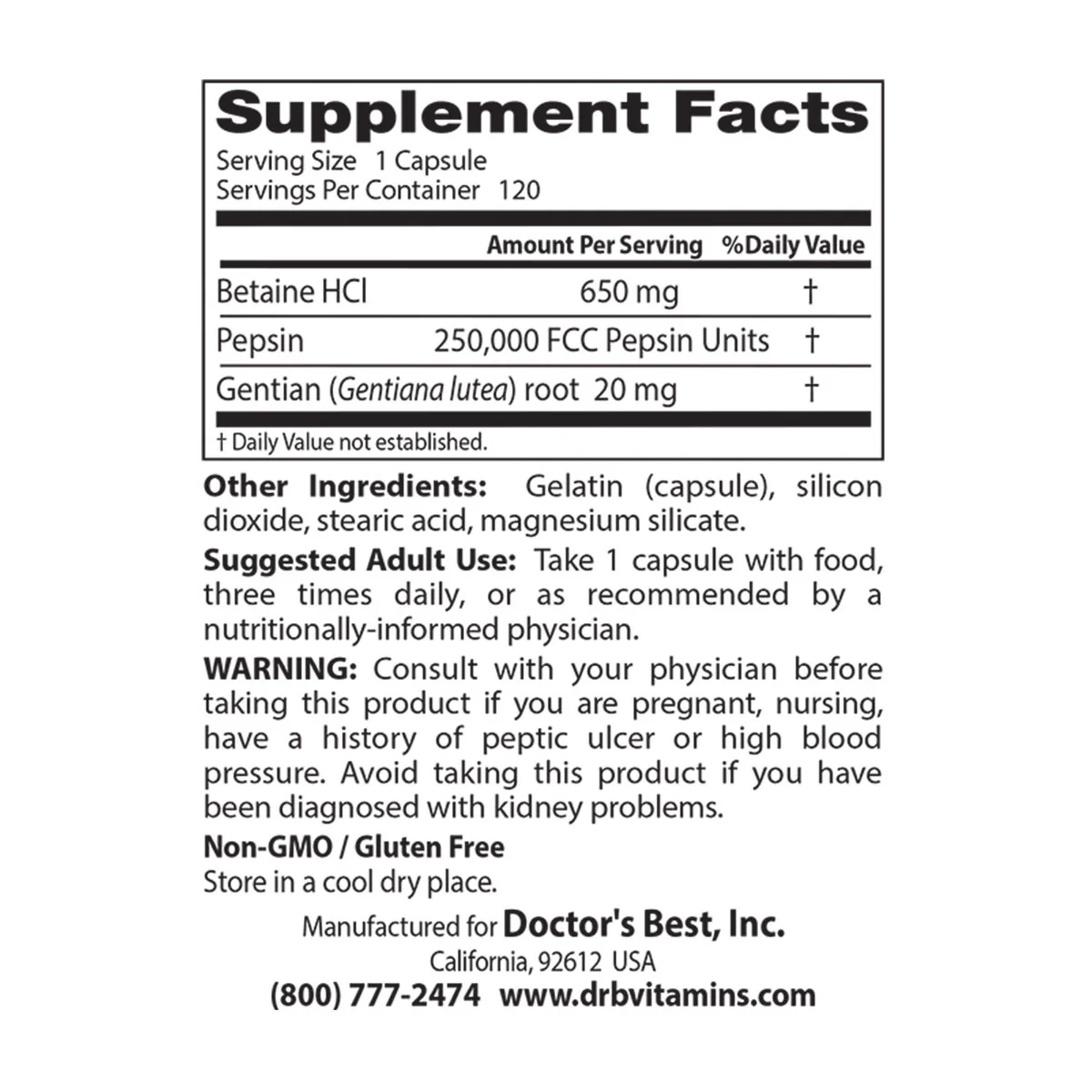 Betaine HCI Pepsin & Gentian Bitters - Image 3