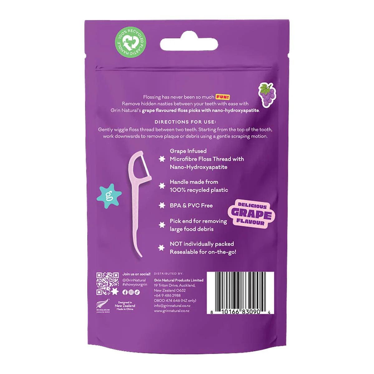 Ultra Smooth Grape Flavoured Floss Picks - Image 2