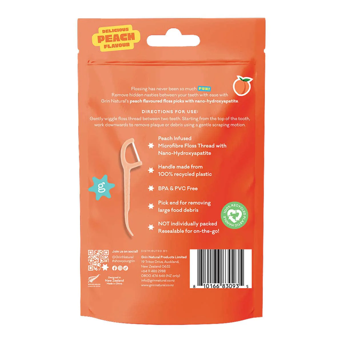 Ultra Smooth Peach Flavoured Floss Picks - Image 2