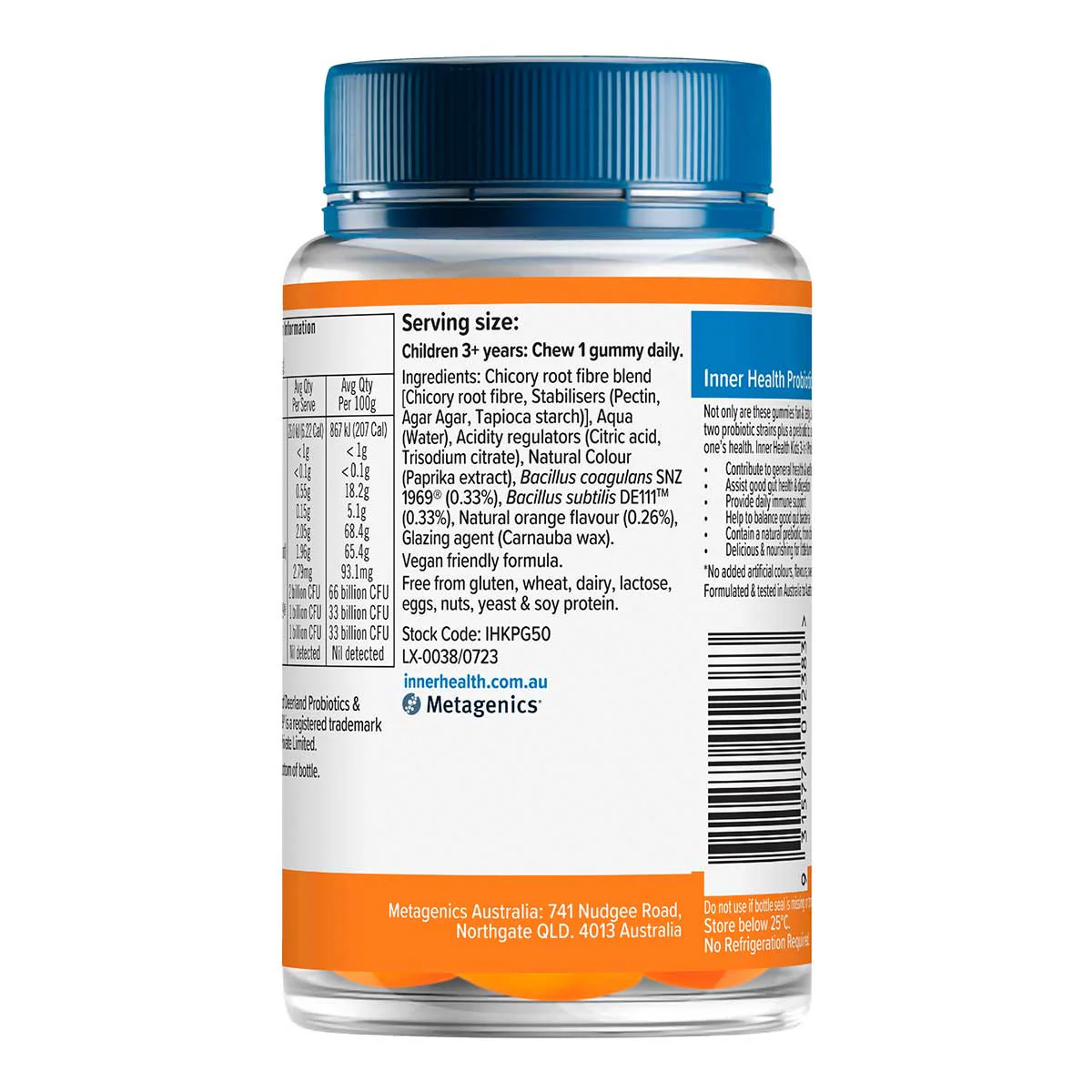 Kids 3-in-1 Probiotic Gummies Natural Orange Flavour - Image 2