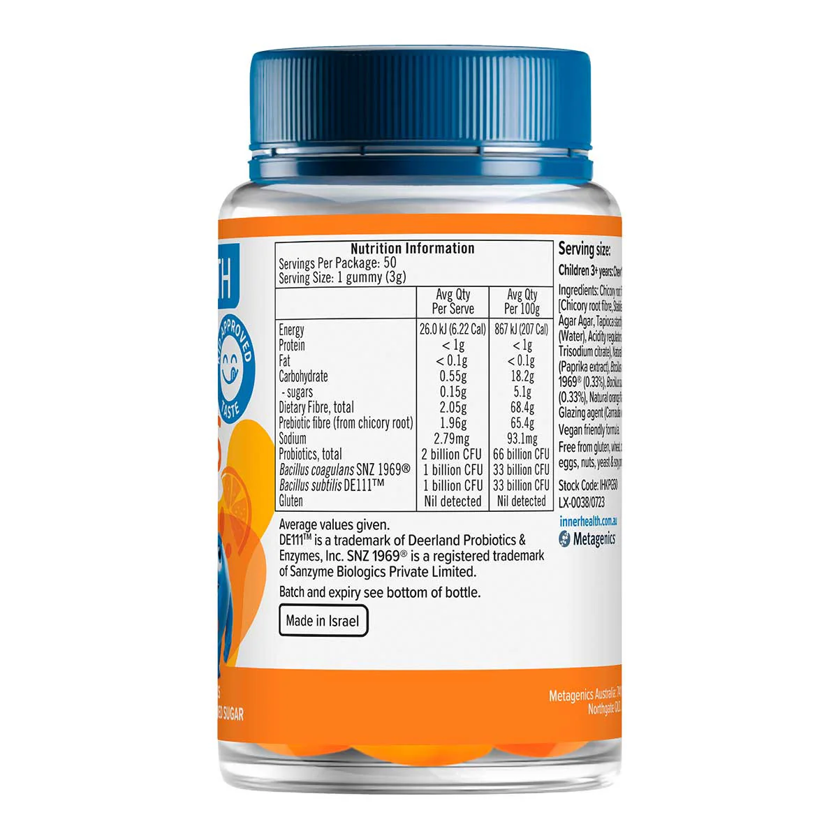 Kids 3-in-1 Probiotic Gummies Natural Orange Flavour - Image 3