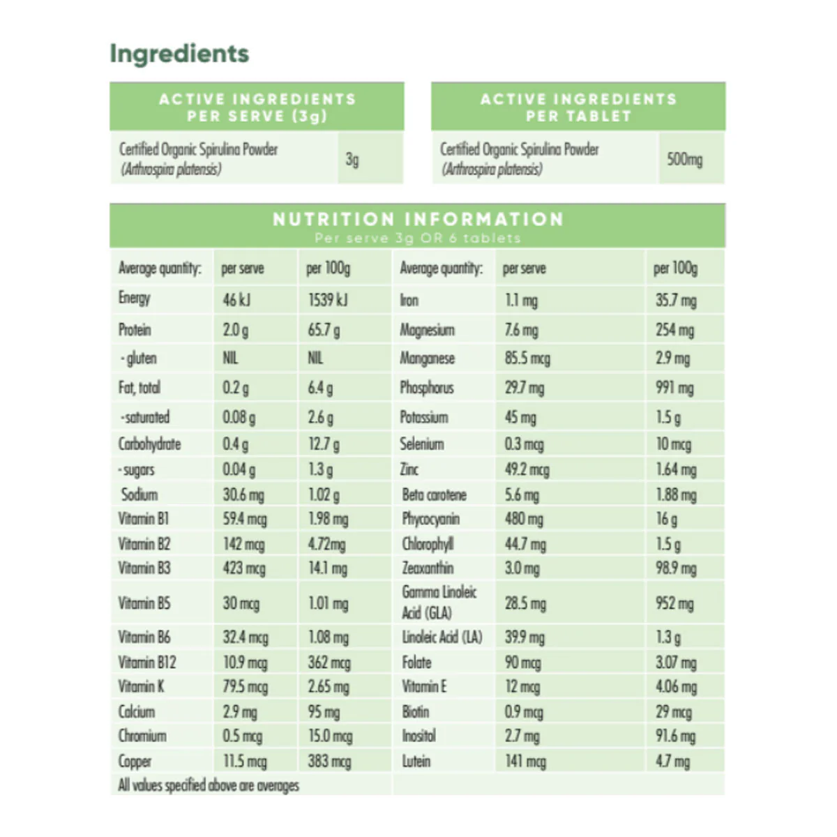 Spirulina Certified Organic Tablets - Image 2