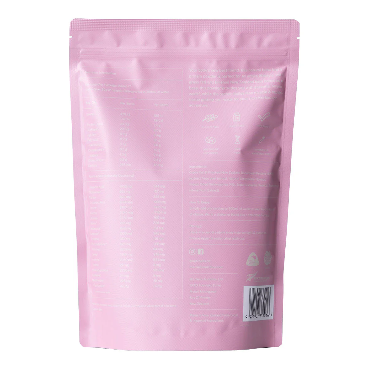 Bone Broth Protein Powder - Real Strawberry - Image 2