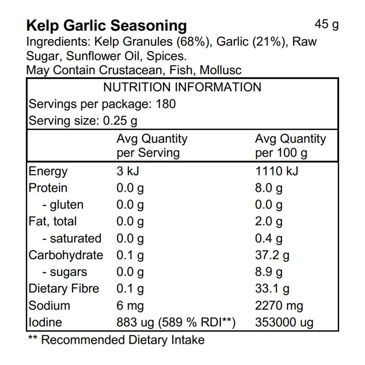 Garlic Kelp Seasoning 45gm Pacific Harvest - Image 3