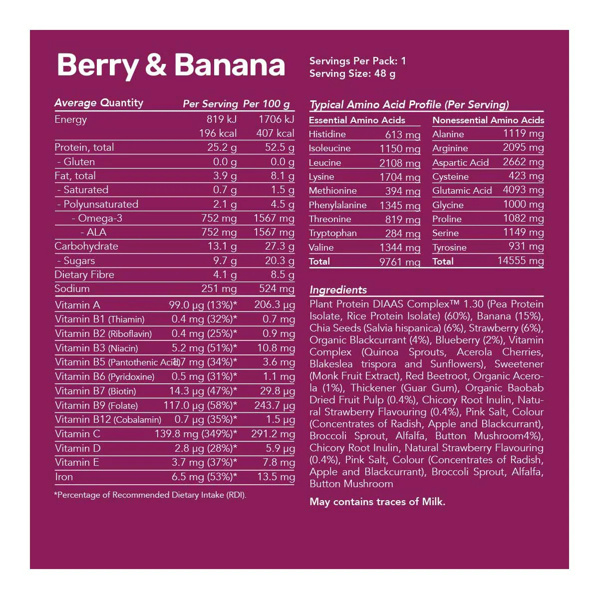 Plant Based Protein Smoothie - Berry & Banana - Image 2