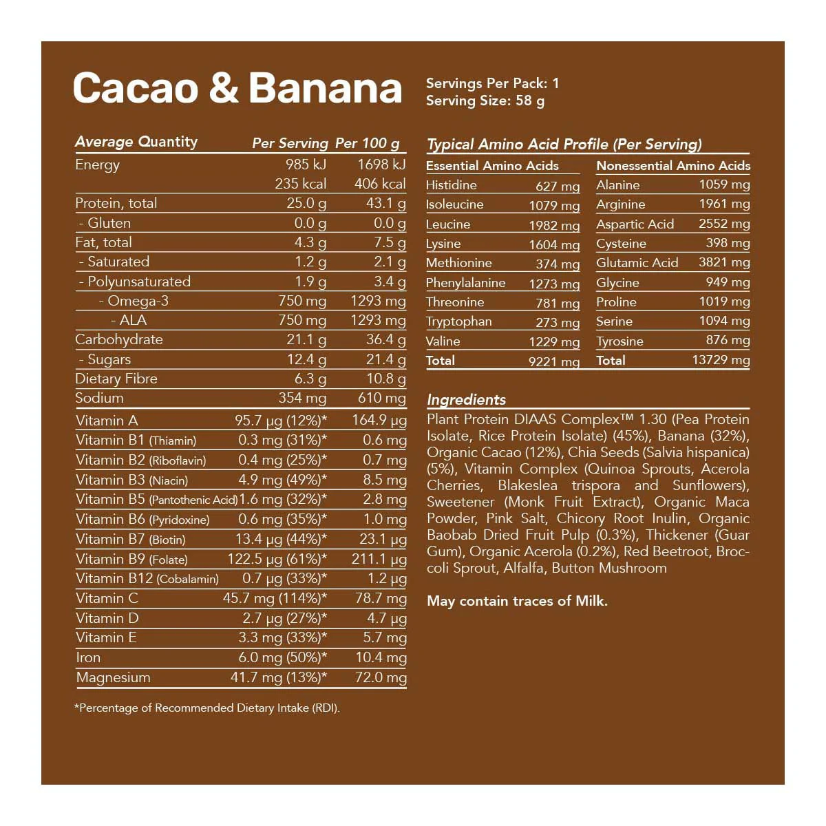 Plant Based Protein Smoothie - Cacao & Banana - Image 2