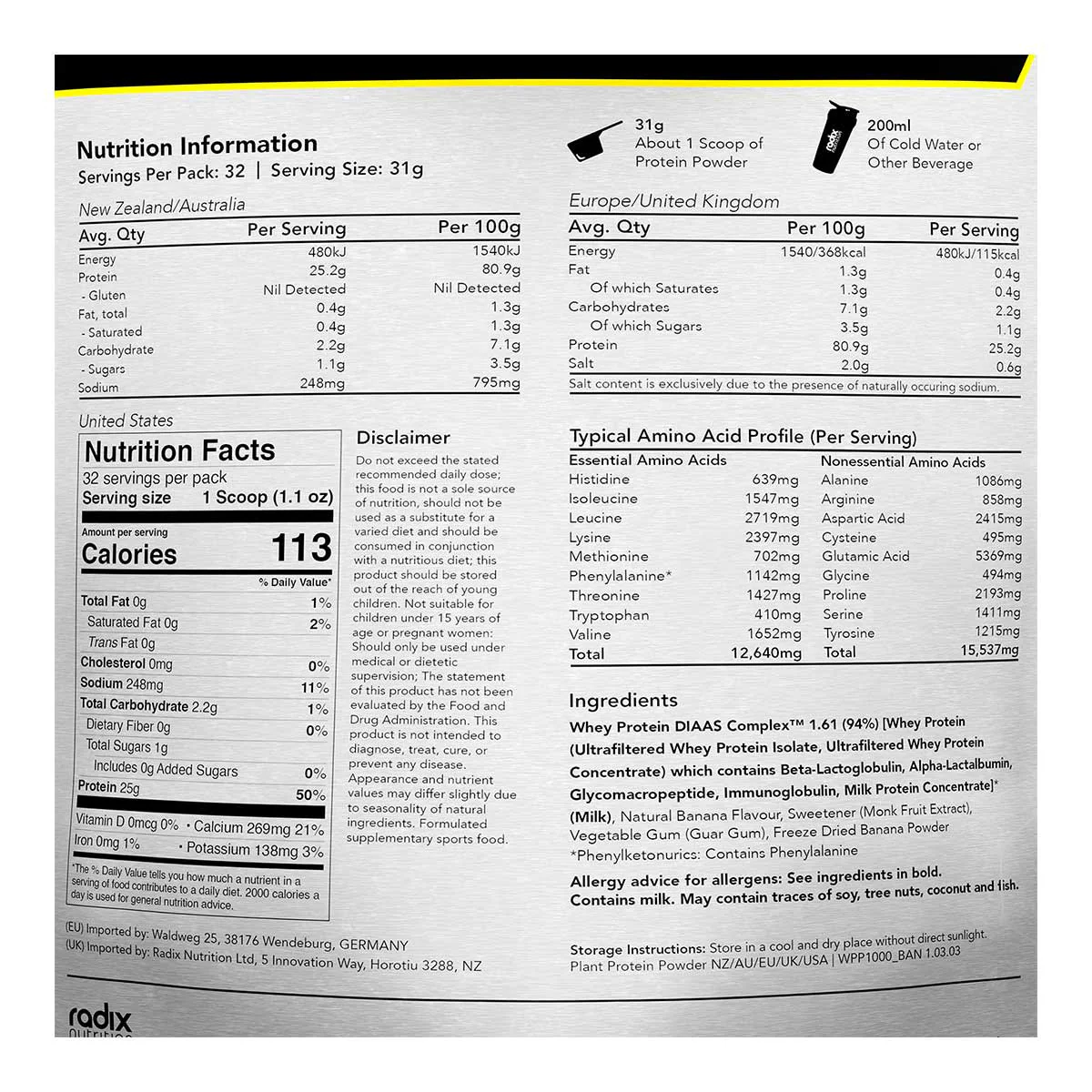 Whey Protein DIAAS Complex 1.61 Powder - Banana - Image 3